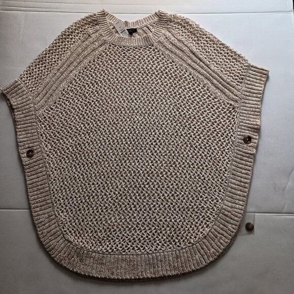 TALBOT’S Open Knit Tan Oversized Poncho Women’s Size XS NWT - Picture 7 of 14